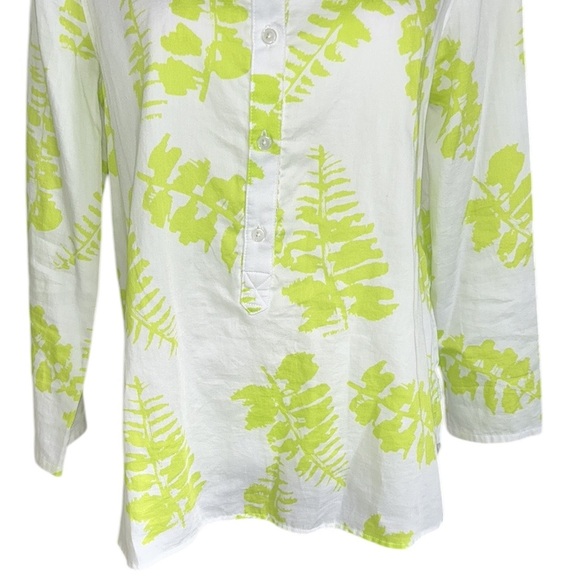 Persifor White & Lime Green Leaf Print Tunic Top Blouse - L - Picture 3 of 11